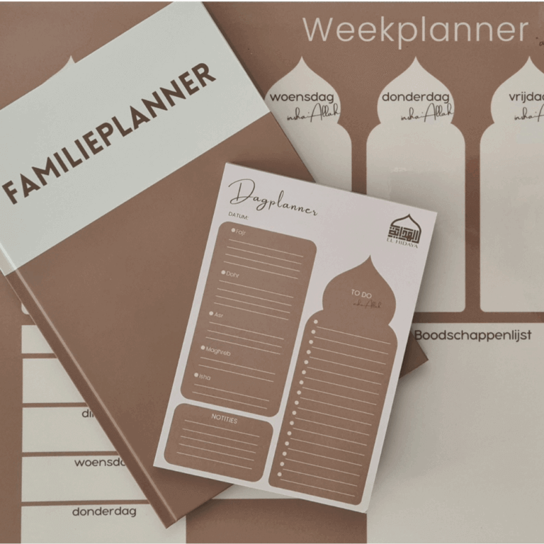 EL HIDAYA Voodeelbundel: combinatie van de Islamitische Familieplanner, Weekplanner Whiteboard en Dagplanner NL
